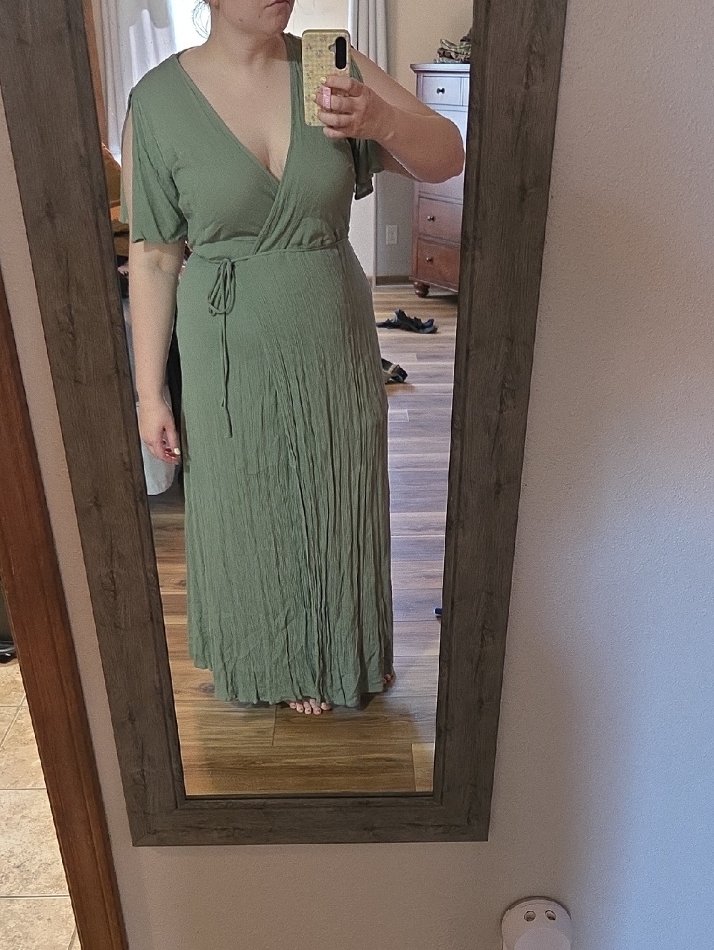Lulu's Olive Green Wrap Maxi Dress